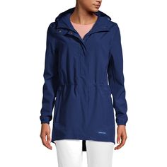 Gray clouds and an iffy weather forecast are nothing to fear when you have this Women's Plus Size Waterproof Packable Raincoat from Lands’ End. We know the ins and outs of a fickle climate so we’ve made these gorgeous womans jackets light comfortable and extra tough. And if it doesn't end up pouring you’ll still look cute thanks to its sporty windbreaker-inspired design.A draw cord in the waist lets you cinch it for a fitted look that’s never loose or baggy and you can also pull the hood tight a Gray Clouds, Purple Peacock, Grey Clouds, Nothing To Fear, Ins And Outs, Weather Forecast, Deep Sea, Navy Color, Blazers For Women