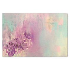 an abstract painting with pastel colors and pinks on the bottom half of it