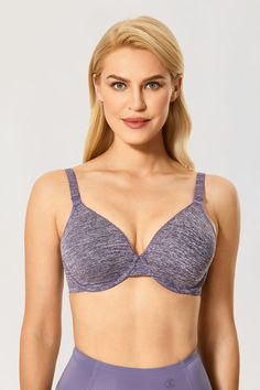 Full Coverage Support Nursing Bra_Cotton Retro Purple Heather Fitted Underwire Nursing Bra With Light Support, Fitted Full Cup Bra With Light Support, Purple Heather, Nursing Bra, Soft Fabric, Nursing, Casual Style, Soft Fabrics, Sports Bra