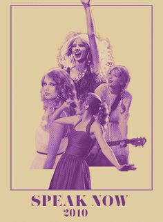 the poster for speak now shows women in dresses and one woman with her arms up