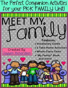 the perfect companion activities for your pk family unit, featuring four pictures and text