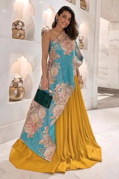 Mustard Lehenga, Aqua Fabric, Indian Dresses Traditional, Indian Gowns, Indian Dress, Party Wear Indian Dresses, Dress Indian Style, Lehenga Designs