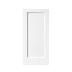 an empty white door on a white wall