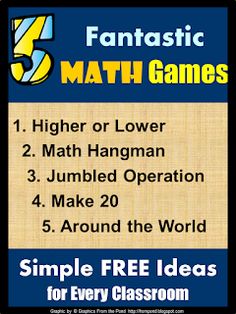 a poster with the words 5 fantastic math games