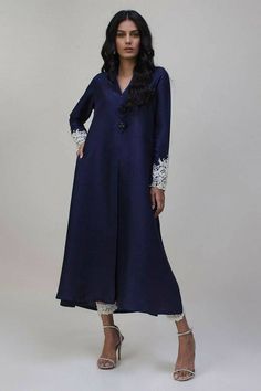 Blue silk kurti pant suit, Pakistani designer formal wear,kurti pant suit, plus size salwar suit,indian formal dress, embellished formal wear This beautiful deep midnight blue A line kameez has embellished sleeves and lace border pant. This dress has white pant with lace. ✨ You can wear this trendy dress in any of your festival, party or wedding ✨This dress can be customise in any other colour and in all size also ,please contact us regarding any changes if you want.We will make this dress as pe Formal Indian Wear, Pant Suit For Women, Indian Formal Dresses, Long Kameez, Pant Suits For Women, Kurti Pant, Pakistani Suit, Silk Kurti, Eid Outfits