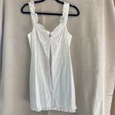 Nwt Beginning Boutique White Button Up Dress In White Size M, No Rips/Tears/Flaws Button-up Mini Dress With Ruffles For Daywear, Cotton Button-up Mini Dress With Ruffles, Ruffled Button-up Cotton Mini Dress, Cotton Mini Dress With Ruffles And Button-up Design, White Button Up Dress, Beginning Boutique, White Button Up, Button Up Dress, Lace Insert