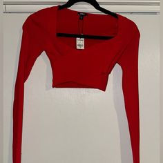 Nwt From Express. Long Sleeve Red Crop Top. Stretchy Material Comes From Pet And Smoke Free Home. Open To Offers Cheap Red Crop Top With Built-in Bra, Red Stretch Long Sleeve Crop Top, Red Long Sleeve Stretch Crop Top, Red Fitted Crop Top For Fall, Fitted Red Crop Top For Fall, Fitted Red Long Sleeve Crop Top, Trendy Red Stretch Crop Top, Red Fitted V-neck Crop Top, Red Long Sleeve Trendy Crop Top