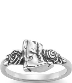 From James Avery&#x2C; this ring features: Featuring a well-loved pair of boots surrounded by beautiful roses&#x2C; the sterling silver Boots and Blooms Ring adds to our growing collection of pretty&#x2C; Southwest-inspired pieces from James Avery. It's a great gift for anyone who is a cowgirl at heart. Sterling silverApprox. 0.375" widthAvailable for ring sizingCrafted in America using the world's finest materials. Dnd Jewelry, James Avery Bracelet, Xoxo Jewelry, James Avery Rings, Silver Boots, James Avery Jewelry, Gold Teeth, Sterling Silver Jewelry Rings, James Avery