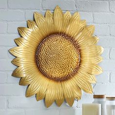 Golden Metal Sunflower Art Metal Sunflower, Country Door, Customer Service Gifts, Sunflower Art, Patio Garden, Accent Wall, Art Images, Sunflower, Patio