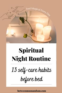 Here you can find 13 habit ideas for self-care and spirituality to include in your night routine. Unwind and relax after a long and busy day at work or school. Doing these recharging steps before going to bed will help you to find better sleep at night. Recharge your mind, body and Soul by making winding down a daily ritual. #nightroutine #unwind #relax #bettersleep #habits #spirituality Witchy Evening Routine, Bedtime Rituals Witch, Calming Evening Routine, Daily Spiritual Routine, Spiritual Night Routine, Weekly Rituals, Mind Body Soul Self Care, Sleep Spells, Household Spirits