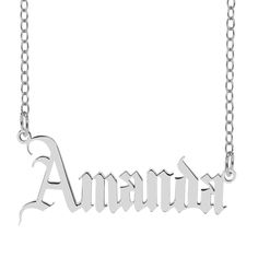 Our Old English Style Name Necklace makes a bold, beautiful statement, thanks to Beautifully detailed lettering in Latin Old English Script, choose any name or word to celebrate yourself or someone you love. Unique, unexpected style that makes this necklace an absolute standout.Can be personalized with a name of up to 10 letters.