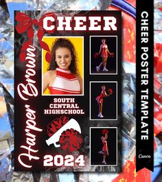 a cheer poster with pictures of the cheerleaders