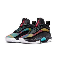 Air Jordan 36 Low 'Black Multi-Color' DH0833-063 - KICKS CREW Jordan 36 Low, Jordan 36, Air Jordan 11 Bred, Jordan 11 Legend Blue, Mid Jordan 1, Jordan 11 Bred, Teal Shoes, Jordan 9 Retro, Low Shoes