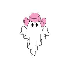 a drawing of a ghost wearing a pink hat