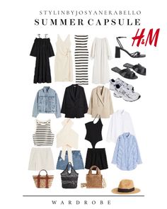 Basic Pieces For Wardrobe Summer, H&m Basics, Closet Capsule Wardrobe, Ss24 Trends, Europe Clothes, Closet Capsule, Capsule Wardrobe Shoes, Hm Outfits, Weekend Packing