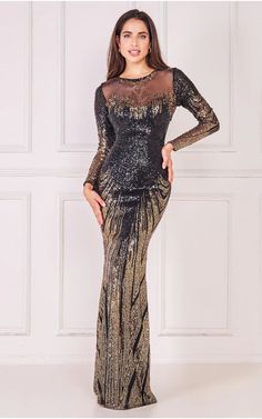 Dazzle the night away with our long sleeve aztec sequin maxi dress, the quintessential choice for evening dresses, formal dresses, and special occasion wear. This captivating gold dress boasts a classic boat neckline, long sleeves, and an all-over sequin design, making it the perfect option for formal parties, bridesmaids, mother of the bride, and black-tie events. Adorned with intricate sequins, this gold occasion dress exudes glamour and style. The long sleeves add an elegant touch, while the Fancy Dinner Dress, Gold Maxi Dress, Dazzling Dress, Formal Parties, Classic Boat, Sequin Design, Beautiful Prom Dresses, Sequin Maxi Dress, Sequin Maxi