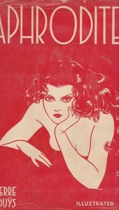 an old book cover with a woman's face and hands on her chest, in red