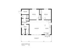 the floor plan for a two bedroom house with an attached bathroom and living room area