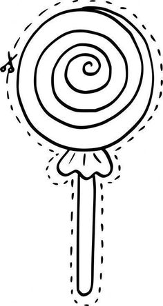 a lollipop with a spiral design on it's end, in black and white