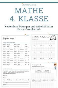 a poster with the words math 4 klassse written in german and an image of a