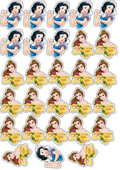 the snow princess stickers are arranged in different shapes and sizes, including one for each character