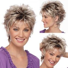 YIWULA Fashion Wig Short Haircut Curly Color Gradient Wigs Short Synthetic - Walmart.com Curly Color, Wigs Short, Haircut Curly, Pixie Hair, Curly Hair Wig