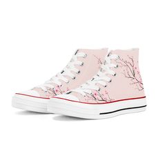 Rose Sakura High Top Canvas Shoes White High Tops, Tie Shoes, Canvas Shoes, Classic Looks, High Tops, Shoes Mens, Lace Up, Heels, Canvas