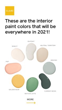 the color chart for paint colors that will be everywhere in 2021