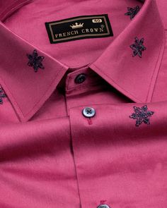 Step into the realm of elegance with this Cabaret Pink Super Soft Premium Cotton Shirt. The black embroidered design exudes a sense of understated luxury. Experience unparalleled comfort and effortless style in this versatile wardrobe staple. Perfect for those who appreciate timeless elegance with a contemporary twist. Make a statement without saying a word with our Cabaret Pink Embroidered Super Soft Premium Cotton Shirt Fused collar and cuffs, collar stand and flat felled side seams provide st Black Prints, Types Of Textiles, Luxury Experience, Cotton Shirts For Men, Understated Luxury, Versatile Wardrobe, Formal Casual, Shoulder Shirts, Full Sleeves