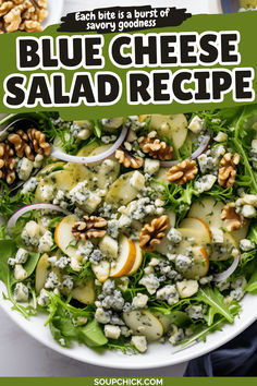 Blue Cheese Salad Recipe Blue Cheese Salad Recipes, Blue Cheese Salad, Wilted Spinach, Happy Cooking, Watercress Salad, Diced Apples, Pea Salad, Homemade Salads, Cheese Salad