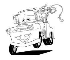 the tow truck from cars coloring pages for kids to print out and color on with