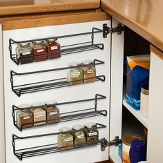 4-Piece: Wall Mount Spice Racks __stock:50 Kitchen & Dining refund_fee:1200 Kitchen Pantry Door, Pantry Door Storage, Wabi Sabi Kitchen, Wire Storage Shelves, Spice Rack Organization, Cabinet Spice Rack, Kitchen Pantry Doors, Wall Mounted Spice Rack, Herb Jar