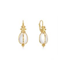 Temple St. Clair Classic Rock Crystal Amulet Earrings Crystal Temple, Egg Jewelry, Crystal Amulet, Crystal Egg, Circle Monogram, Natural Rock, Gold Work, Colored Gems, Rock Crystal