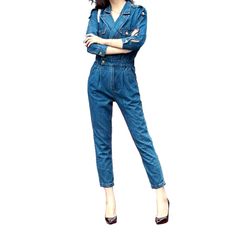 It's time to go back to the Y2K era and make history again with this sanded millennium inspired women's denim jumpsuit from 2023 Spring-Summer Collection! This classic masterpiece of a jumpsuit is tailored for the modern fashionista with a penchant for nostalgia. offering an unforgettable blend of style. comfort. and radiance.Unmissable Highlights: Y2K Inspired: Immerse yourself in the millennium's iconic fashion scene with this jumpsuit. a symbol of youthful exuberance and chic sophistication. Denim Blue High Waist Jumpsuits For Work, High Waist Denim Blue Jumpsuits For Work, High-waisted Dark Wash Jumpsuits And Rompers For Fall, High-waist Dark Wash Jumpsuits And Rompers With Pockets, Non-stretch Medium Wash Denim Jumpsuit, Denim Blue High Waist Jumpsuits And Rompers, Denim Jumpsuits And Rompers For Work, Denim Jumpsuit With Pockets For Fall, Highlights Y2k