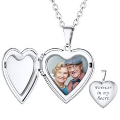 PRICES MAY VARY. 💗💗【Custom Photo Locket Necklace】Customized lockets for women that hold pictures.Heart locket necklace with picture inside and engraved "Forever in my heart" on the front side. You can also custom your name, birthday, letter, initial, symbol, faith, inspirational words on the back side. Personalized photo necklace is the best sentimental gifts to touch the heart of your loved ones and impress them beyond expectations. ✍【Custom Heart Locket Necklace Steps】①Start by "Customize No Personalized Heart Photo Necklace, Birthday Letter, Angel Wings Heart, Forever In My Heart, Picture Locket, Photo Gold, Photo Locket Necklace, Heart Locket Necklace, Everyday Gifts