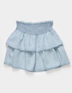 Rsq Denim Smocked Tiered Skirt. This Skirt Features A Smocked Waistband And Tiered Design, Offering A Comfortable And Flattering Fit. Approx. Length: 13.5''. 100% Tencel. Hand Wash. Imported. | Rsq Girls Denim Smocked Tiered Skirt Bestie Clothes, Preppy Skirts, Preppy Skirt, Skirts Short, Bday Gift, Active Play, Diy Skirt, Tennis Skort, Cute Skirt