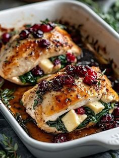 Mediterranean Kitchen Recipes 2025 | Cranberry & Spinach Stuffed Chicken Breasts with Brie 🐓🍓🧀 | Facebook