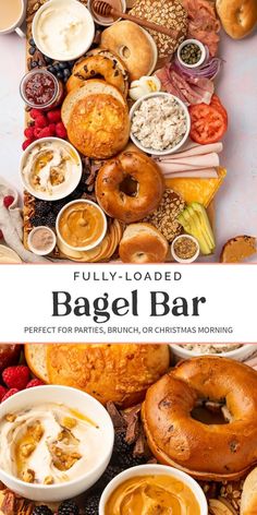 bagel bar with different types of baked goods