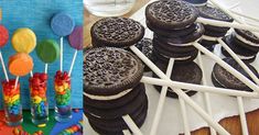 oreo cookies and marshmallows on a stick