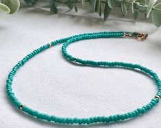 Tiny Turquoise Beaded Necklace, Turquoise and Sterling Silver Necklace, Boho Beach Necklace, Turquoise & Gold Jewellery - Etsy Beaded Turquoise Necklace With Round Beads For The Beach, Beaded Turquoise Necklace For Beach, Summer Turquoise Beaded Necklaces With Colorful Beads, Adjustable Turquoise Beaded Necklace With Tiny Beads, Turquoise Round Bead Necklaces For The Beach, Turquoise Round Bead Jewelry For Beach, Turquoise Necklace With Spacer Beads For Beach, Turquoise Necklaces With Round Beads For Beach, Turquoise Necklace With Tiny Beads For Beach