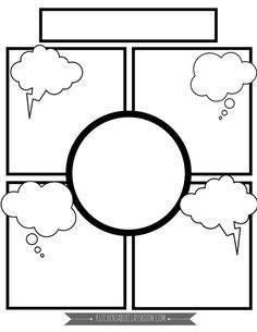 a comic strip with speech bubbles and an empty thought bubble in the middle, on top of