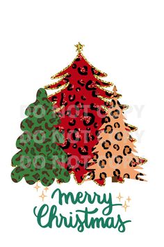 christmas tree with leopard print and merry lettering