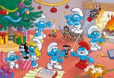 the smurfs are getting ready for christmas