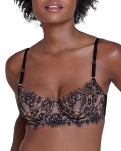 Skarlett Blue Entice Lace Balconette Bra Lace Balconette, Bra Items, Sheer Bra, Balconette Bra, Bra Women, Scalloped Edge, Black Nylons, Bra Lingerie, Lace Bra