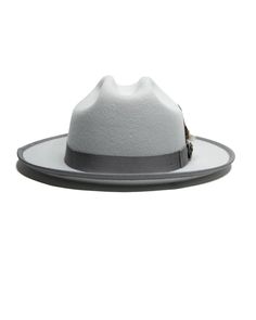 SG Miller Ranch Fedora - Platinum - Southern Gents Winter Fur Felt Panama Hat With Flat Brim, Classic Gray Fedora With Curved Brim, Kentucky Derby Fur Felt Fedora, Classic Gray Fedora Hat, Classic Gray Brimmed Hat, Gray Fitted Wide Brim Fedora, Classic Gray Wide Brim Fedora, Fitted Gray Wide Brim Felt Hat, Classic White Fur Felt Hat Band