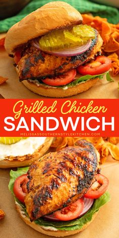 A flavorful grilled chicken sandwich recipe that will go perfectly with your Father's Day main dish! You'll love this sweet grilled chicken marinade! Don't miss this summer grilling recipe and save it now! Grilled Chicken Blt Sandwich, Grilled Chicken Thigh Sandwich, Chicken Sandwich Recipes Grilled, Baked Chicken Sandwich Recipes, Sweet Grilled Chicken, Sandwich Fixings, Flavorful Grilled Chicken, Grilled Chicken Sandwich Recipes, Grilled Chicken Burgers