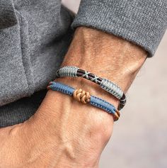 Macrame Men's Leather Knot Bracelet | Colombian Jewelry | Makarla Casual Bracelets With Adjustable Cord For Everyday, Casual Everyday Bracelets With Adjustable Cord, Masculine Everyday Adjustable Bracelets, Casual Adjustable Cord Bracelet For Everyday Use, Adjustable Friendship Bracelets For Everyday, Handmade Waxed Cord Braided Bracelet, Leather Knot Bracelet, Colombian Jewelry