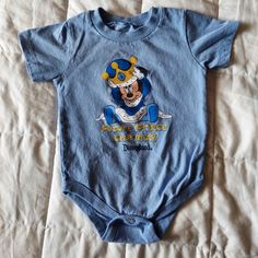 Disneyland Mickey Mouse Future Prince Charming Baby Onsie Blue Size: 12month Nwot Pet And Smoke Free Home Cute Blue Onesie For Playtime, Playful Blue Cotton Onesie, Disneyland Mickey Mouse, Baby Onsie, Prince Charming, Disneyland, Prince, Kids Shop, One Piece