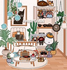 a living room filled with furniture and lots of plants