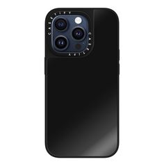 the back of an iphone 11 pro with its camera lens and protective case in black